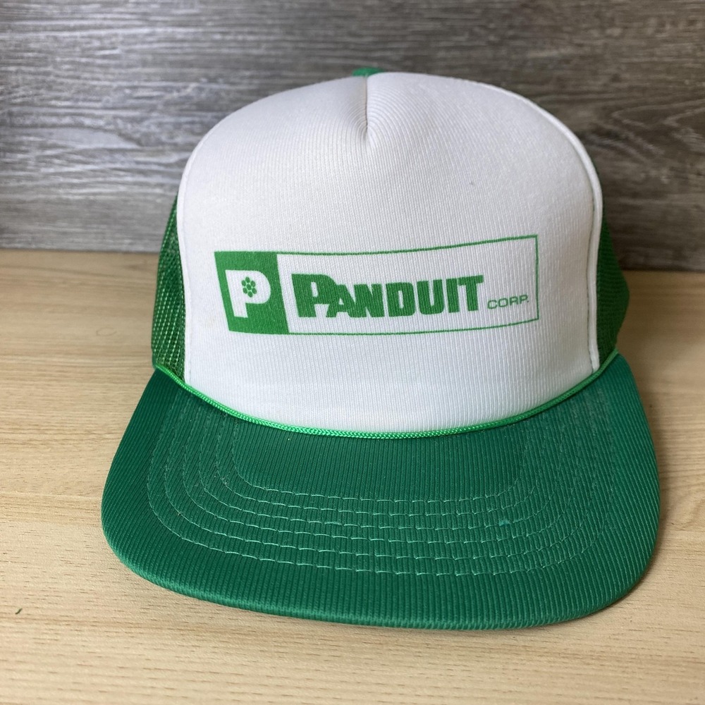 Vintage Panduit Hat Cap Snap Back Trucker Mesh Advertising Promo Mens 80s